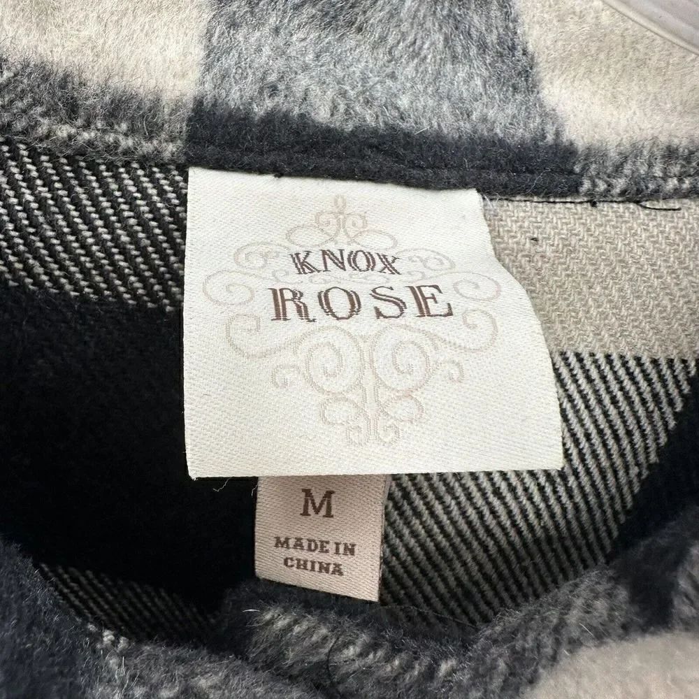 Knox Rose Shirt Jacket Shacket M Plaid Black Tan Classic Cozy Cabin Wool Blend - Picture 8 of 9